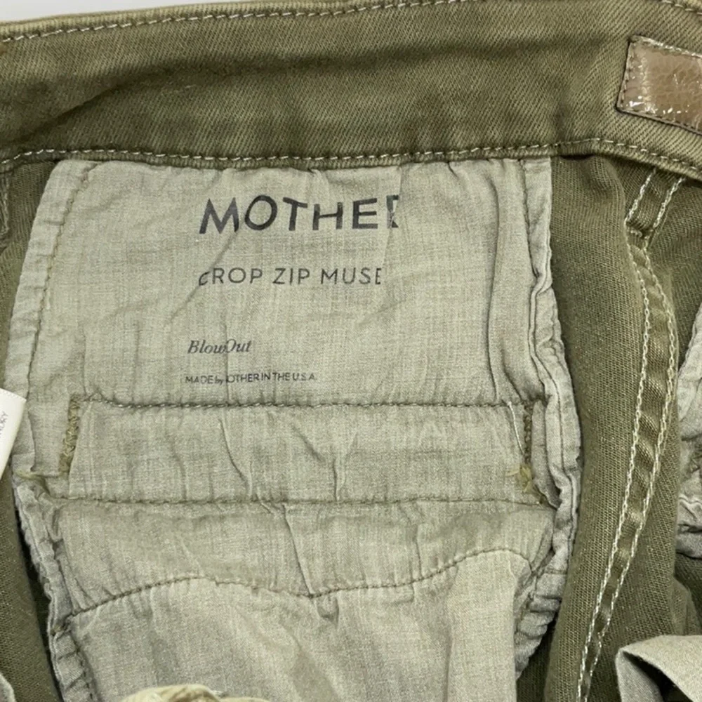 MOTHER Crop Zip Muse Mid Rise Skinny Olive Green Size: 26 - Picture 9 of 12